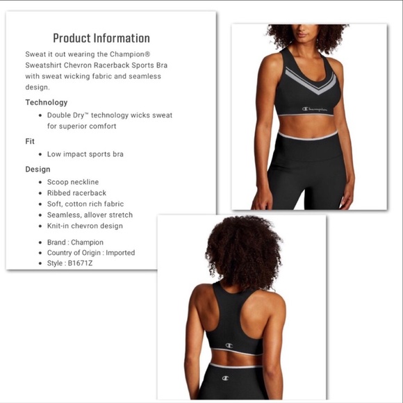 NEW! Champion Sweatshirt Chevron Sports Bra - Picture 6 of 8